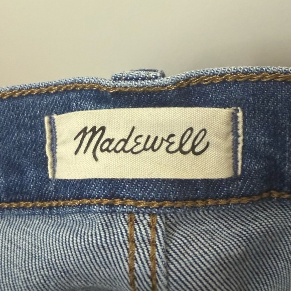 MADEWELL High Rise Distressed Raw Hem Summer Denim Jean Cutoff Shorts - Picture 5 of 9